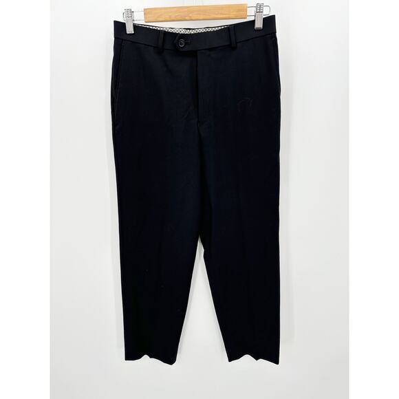Tallia Pants Boys 18 REGULAR Black Wool Polyester Blend Dress Pants - Picture 1 of 6